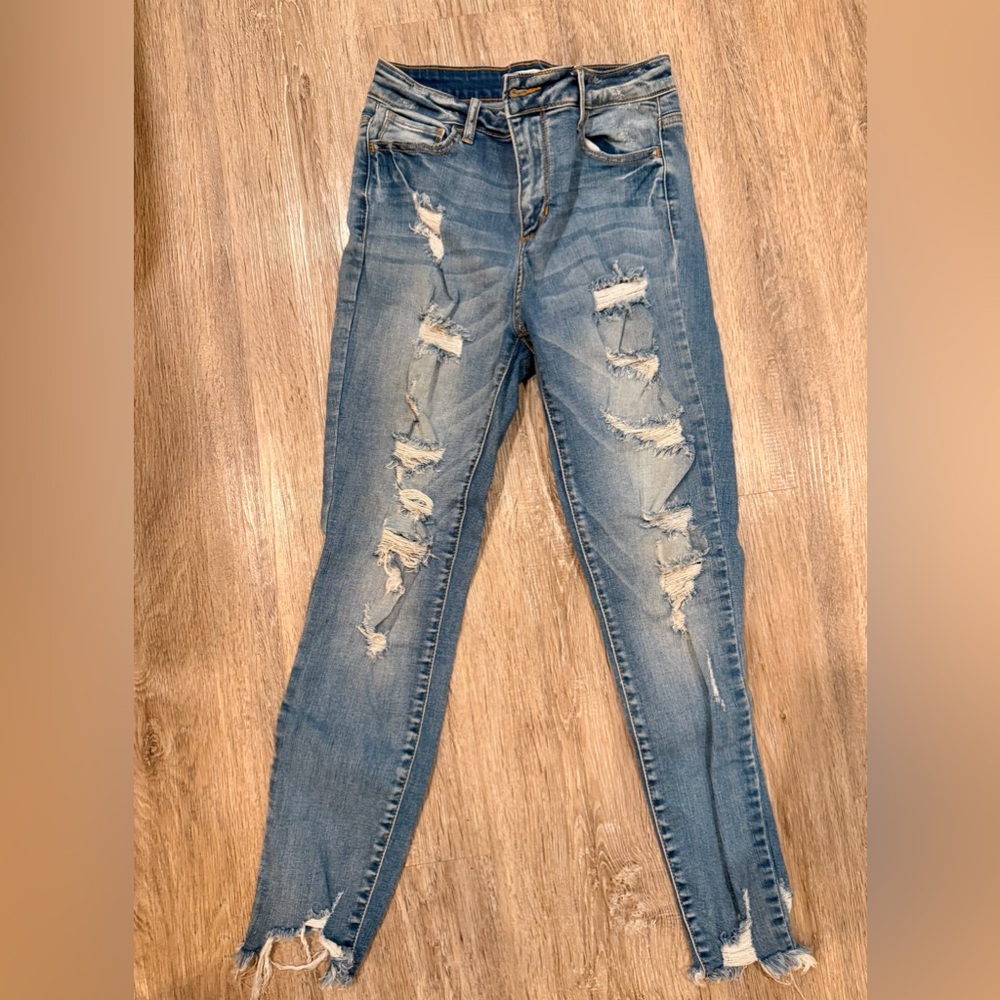 Cello Women's Ripped Skinny Jeans in Blue